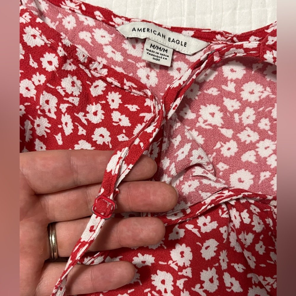 American Eagle Outfitters Red and White Floral Spaghetti Strap Tank - Picture 5 of 6